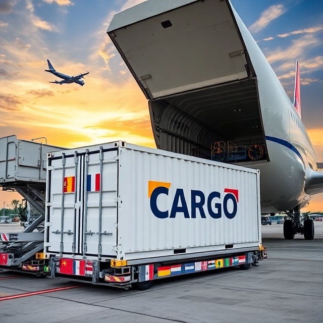 Air freight with correct packing and labeling for safe transport