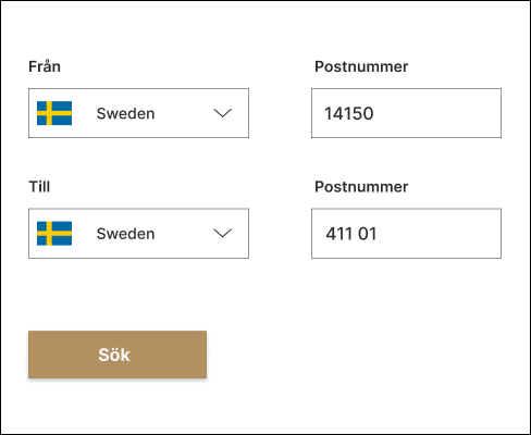 Enter sender and receiver details
